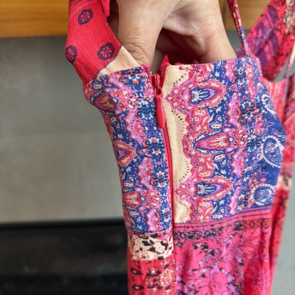 Free People Margarita Bohemian Patchwork Flowy Jumpsuit, Size 2